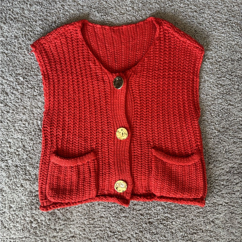 Red Knit Sweater Vest